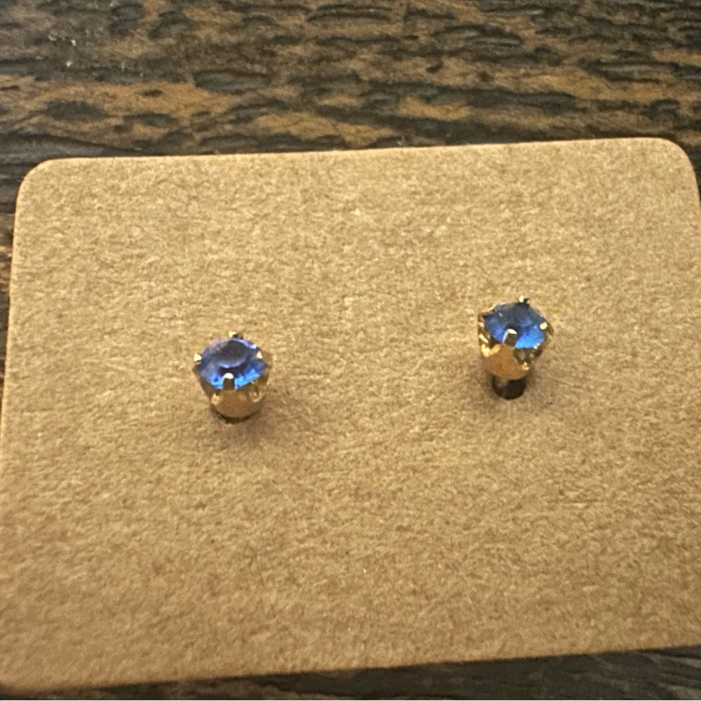 Sapphire-Colored September Birthstone Sterling Silver Yellow Golden Earrings